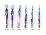 6PCS 1/4" Composite Hex Shank Titanium HSS Imperial Thread Tap Drill Bits Set