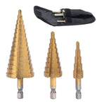 3pcs/Set HSS Straight Groove Step Drill Bit | Wood Metal Hole Cutter Drilling Tool Kit