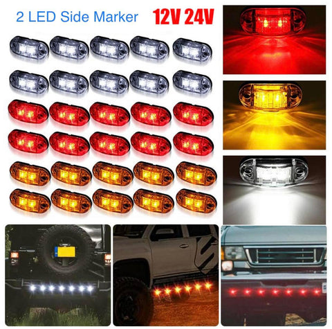 2 LED Clearance Lights Side Marker Indicators Truck Trailer Caravan RV 12V - 24V