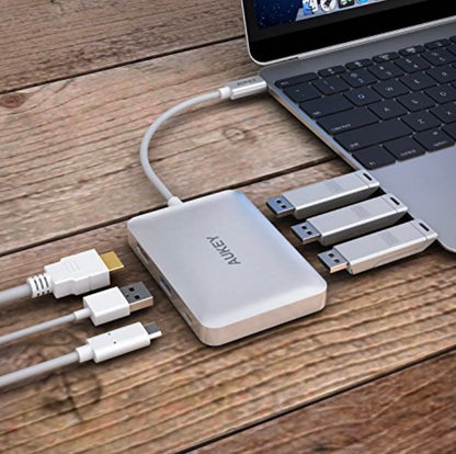 AUKEY USB-C to USB 3.0 Hub W/HDMI, Card Reader & USB-C Charging Port | CB-C59/CB-C60