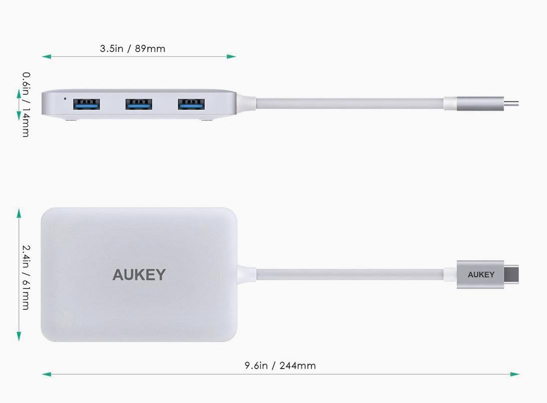 AUKEY USB-C to USB 3.0 Hub W/HDMI, Card Reader & USB-C Charging Port | CB-C59/CB-C60