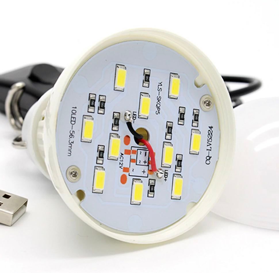 USB 5W 10LED Bulb Light W/On-Off Switch or Controller & Hook