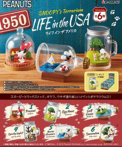 Re-Ment Miniature Peanuts Snoopy Terrarium Life in the USA Full Set | 6pcs Set