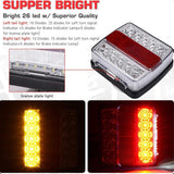 Pair 26LED Submersible/Waterproof Stop Taillight Kit Boat Truck Trailer Lights
