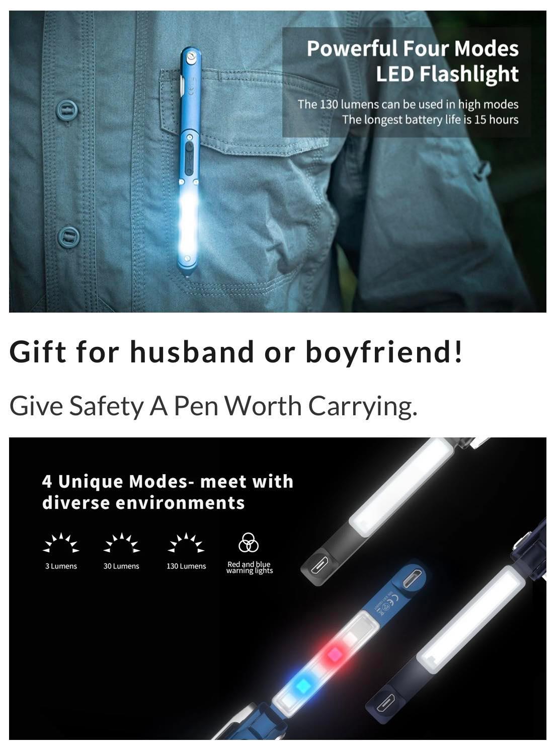 WUBEN E62 Multifunctional Penlight EDC LED Pen W/Blade | Grey Blue