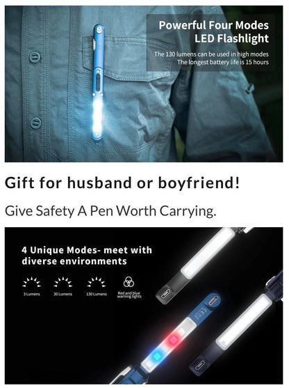 WUBEN E62 Multifunctional Penlight EDC LED Pen W/Blade | Grey Blue