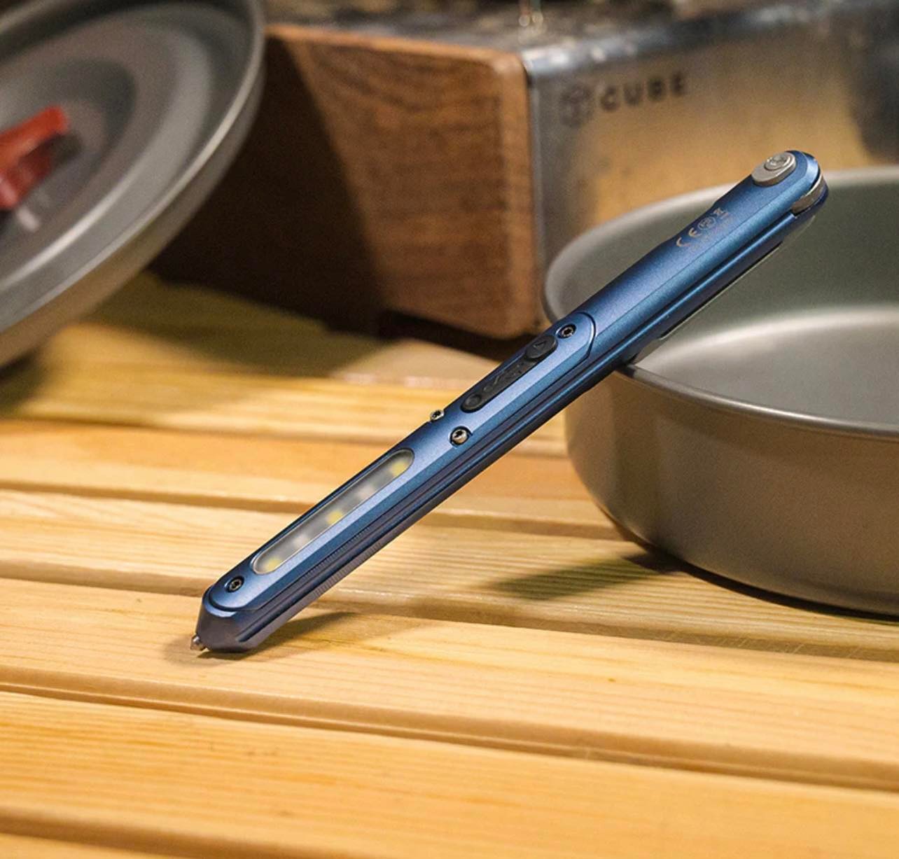 WUBEN E62 Multifunctional Penlight EDC LED Pen W/Blade | Grey Blue