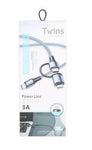 Twins 2 in 1 3A Quick Charge Cable QC3.0 Type-C To Type-C & iPhone Cable | XF-45 | Black