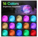 3D Moon Lamp Galaxy Printed Rechargeable W/Remote & Touch Control | Wooden Base
