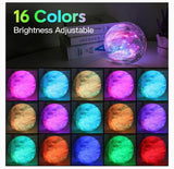 3D Moon Lamp Galaxy Printed Rechargeable W/Remote & Touch Control | Wooden Base