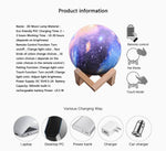 3D Moon Lamp Galaxy Printed Rechargeable W/Remote & Touch Control | Wooden Base
