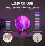 3D Moon Lamp Galaxy Printed Rechargeable W/Remote & Touch Control | Wooden Base