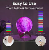 3D Moon Lamp Galaxy Printed Rechargeable W/Remote & Touch Control | Wooden Base