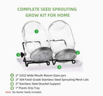 Sprouting Seeds Jar Kit-2Pack 900ml Mason Jar W/Stainless Steel lids, Stand & Tray