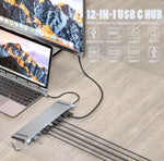12 in 1 Type-C Laptop Docking Station HUB HDMI HD 4K USB 3.0 VGA PD SD /TF