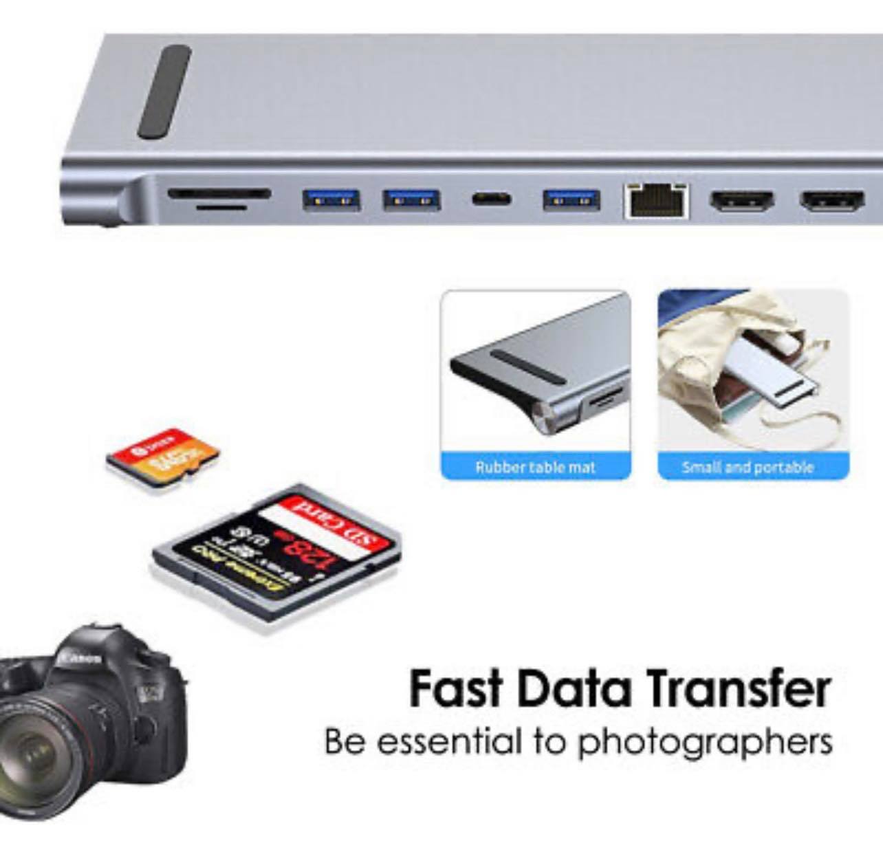 12 in 1 Type-C Laptop Docking Station HUB HDMI HD 4K USB 3.0 VGA PD SD /TF