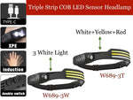Triple Strips COB LED Induction Sensor Headlamp W/Built-in Battery | 2 Style | W689-3