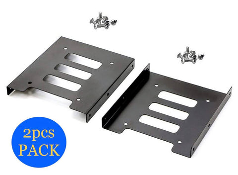 2 Pack 2.5" to 3.5" SSD HDD Hard Disk Drive Bays Holder Metal Mounting Bracket