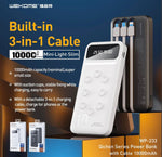 WEKOME Qichon Series 10,000mAh Power Bank W/3in1 Cables & Suction Cups | WP-233