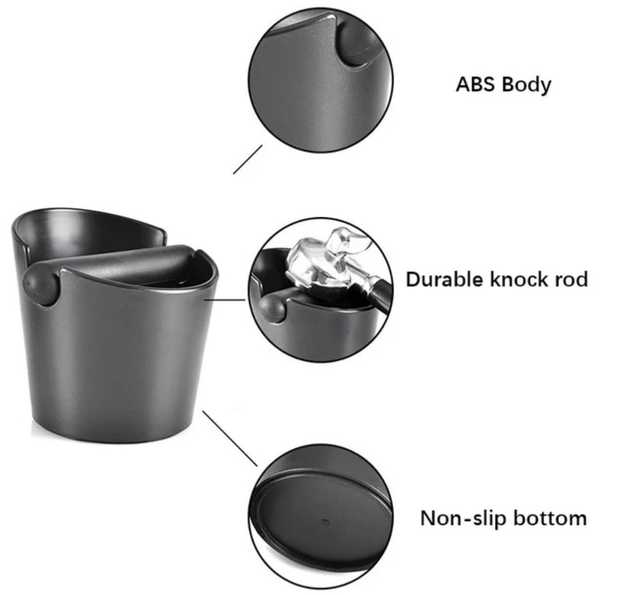 CAFEMASY Knock Box Anti Slip Coffee Grind Dump Bin W/Detachable Knock Bar