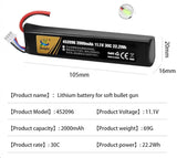 HJ 11.1v 2000mAh Polymer Lithium Battery W/Tamiya Plug | 452096