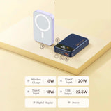 10,000mAh 20W Magnetic Wired/Wireless Power Bank W/Colour Display | White | RPP-525