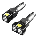 12V-24V Car Charger W/XPG+COB LED Flashlight & Emergency Glass Breaker | 2 Styles