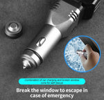 12V-24V Car Charger W/XPG+COB LED Flashlight & Emergency Glass Breaker | 2 Styles