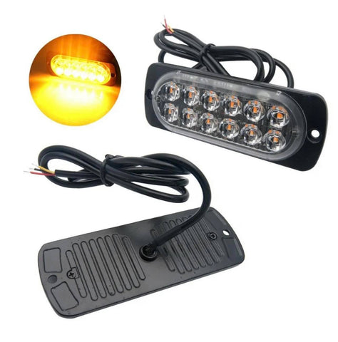 Car/Truck 12V-24V Body Side Warning Light 12LED Ultra-thin Strobe Light Blinker | Yellow