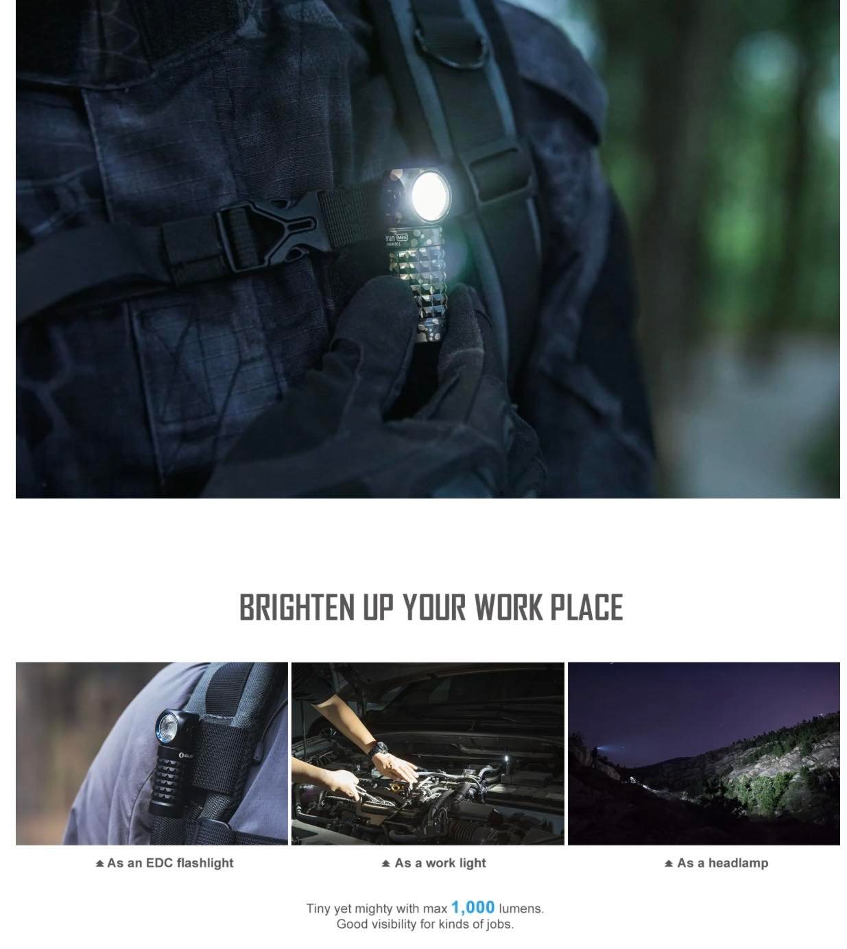 OLIGHT Perun Mini Kit Headlamps/EDC/Work Light | 1000LM | Black