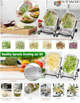 Sprouting Seeds Jar Kit-2Pack 900ml Mason Jar W/Stainless Steel lids, Stand & Tray