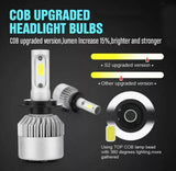 Pair Car COB LED Headlights Bulbs Globes W/Fan | H4-H7-H8/H9/H11