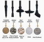 2pcs Shock Absorbing All Terrain Trekking Poles W/Accessories & Carry Bag | Black