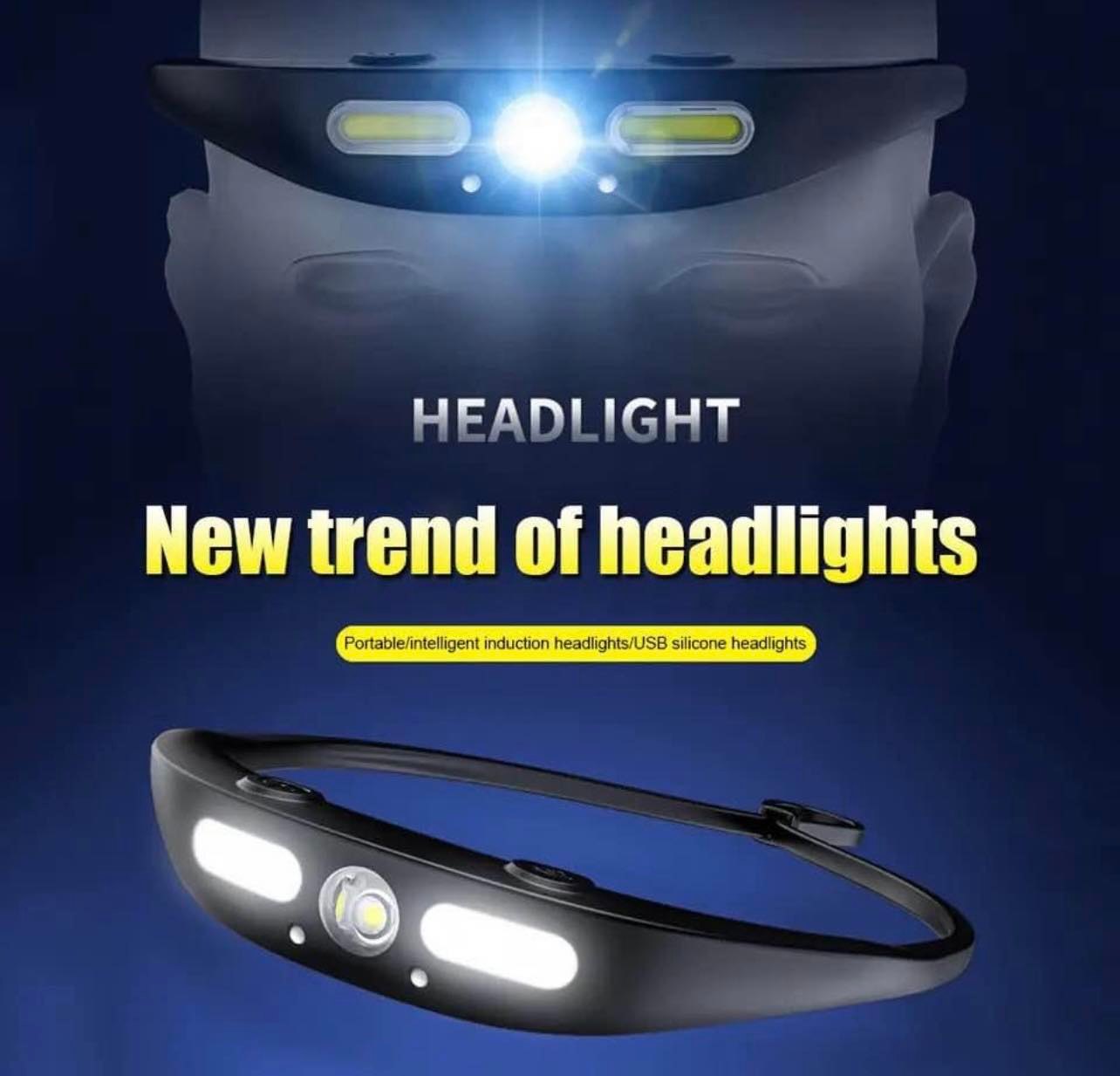 Silicone XPG+COB LED Wave Induction Headlamp Lightweight | KXK-801