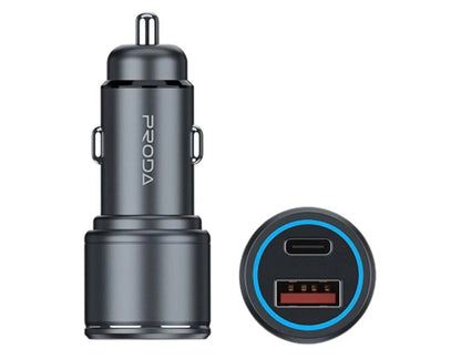 PRODA 20W Fast Car Charger Gerry Series QC3+PD (USB+Type-C) | PD-C32
