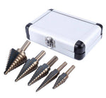 5-Piece HSS Cobalt Multiple Hole 50 Sizes Step Drill Bits Set W/Aluminum Case