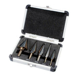 5-Piece HSS Cobalt Multiple Hole 50 Sizes Step Drill Bits Set W/Aluminum Case