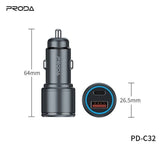 PRODA 20W Fast Car Charger Gerry Series QC3+PD (USB+Type-C) | PD-C32