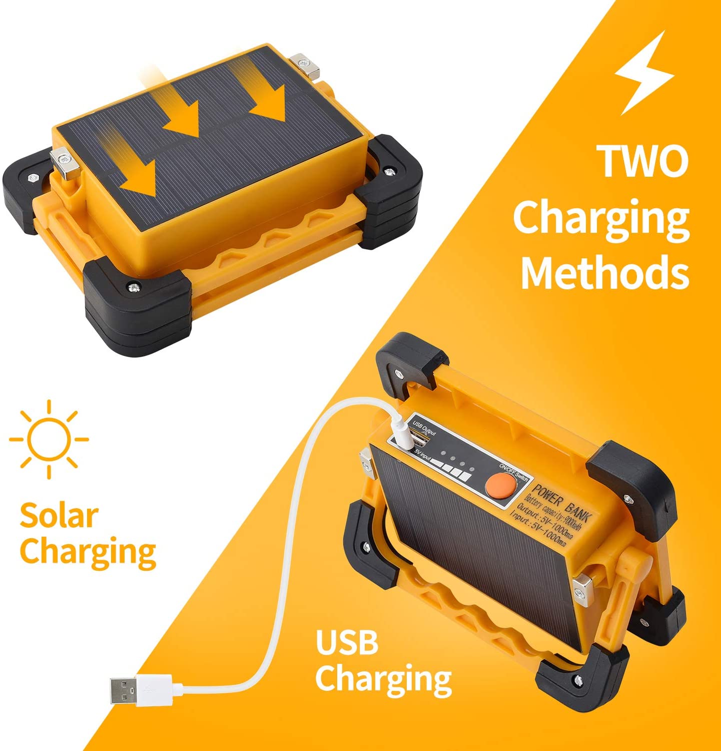 25W 1500LM Portable LED COB Work Light Solar Charge