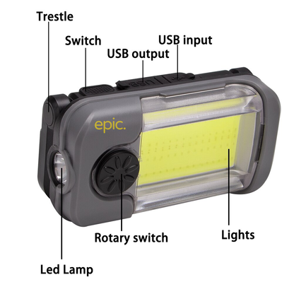 180 Degree Rotating LED Work Lamp with Torch - Type 2
