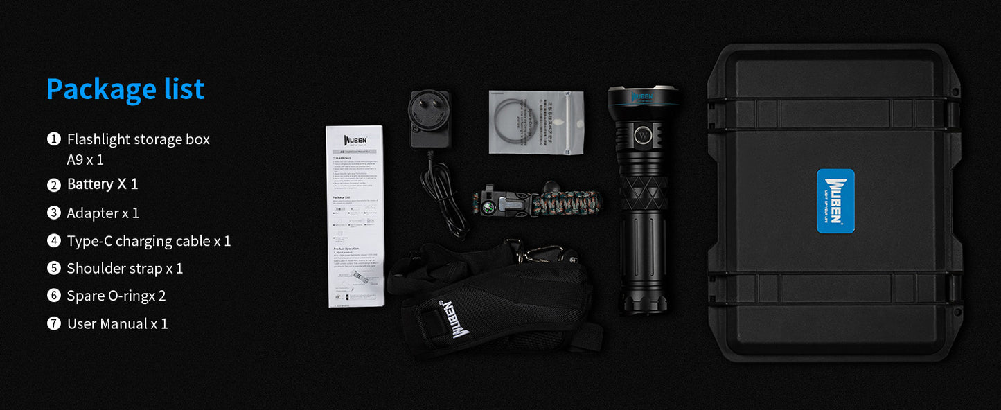 WUBEN A9 Flashlight XHP70.2 Torch