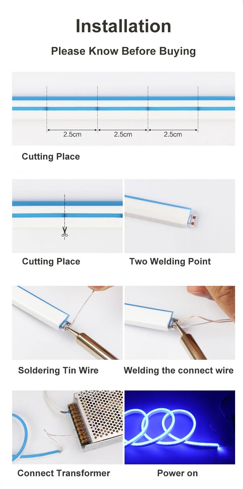 5 Metre Silicone LED Strip Neon Light 12V