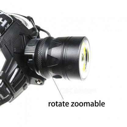 Zoomable Single Cree LED and COB Head Lamp - Rechargeable Type 2