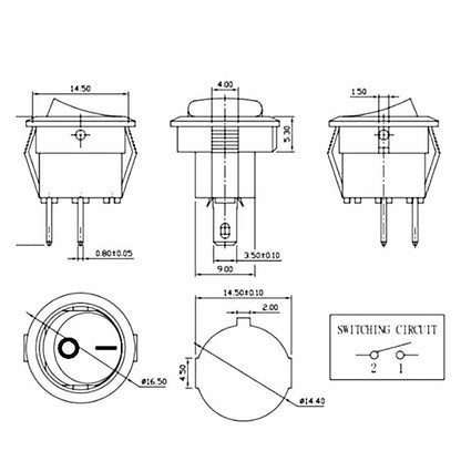12V 24V 2 Pin Round Rocker Switch